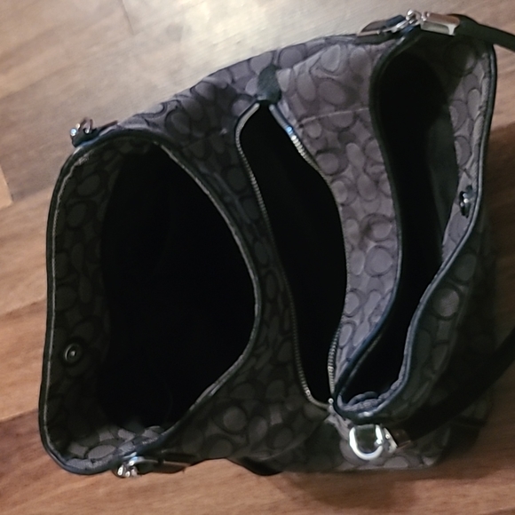 COACH Madison Phoebe Canvas, Large Trendy Leather, Triple compartment  HandBag - Picture 2 of 7